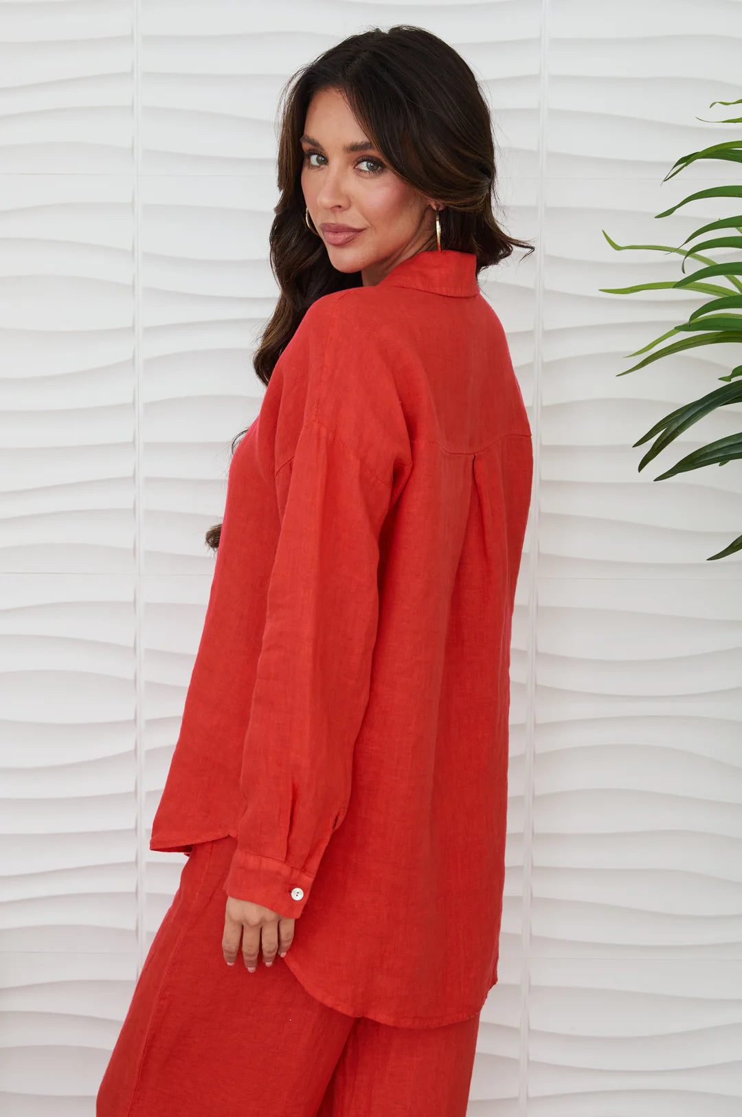 LINEN LS BUTTON DOWN TOP