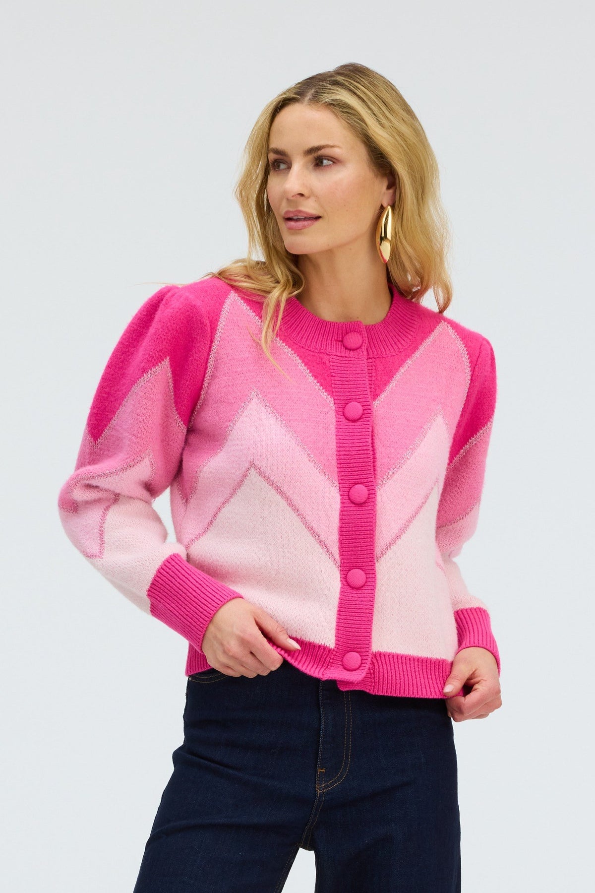 ALLISON NEW YORK FUZZY CHEVRON SWEATER