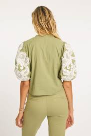 LUCIA SAGE EMBROIDERY TOP
