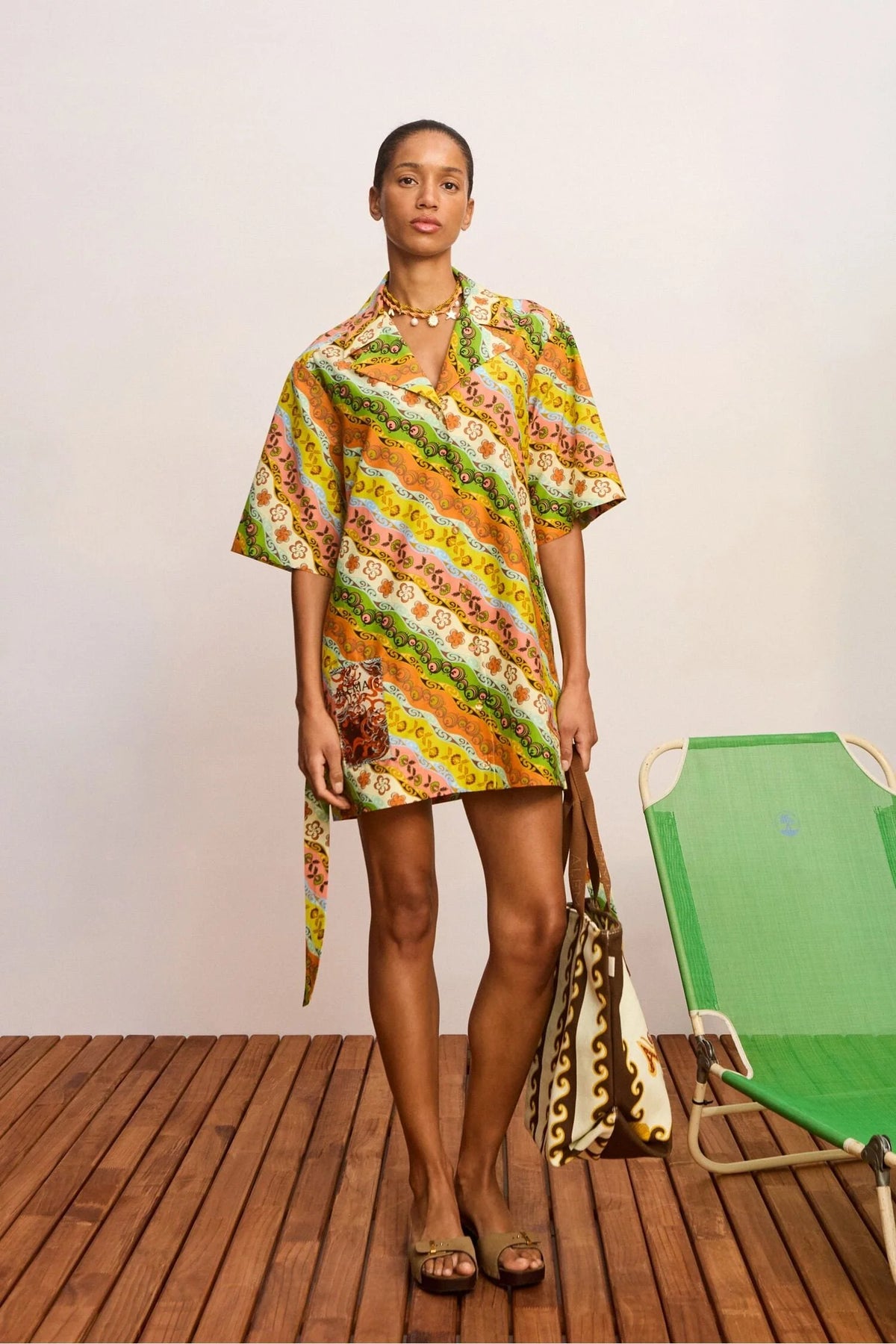 ALEMAIS Janine Mini Dress colorful multicolor print front view
