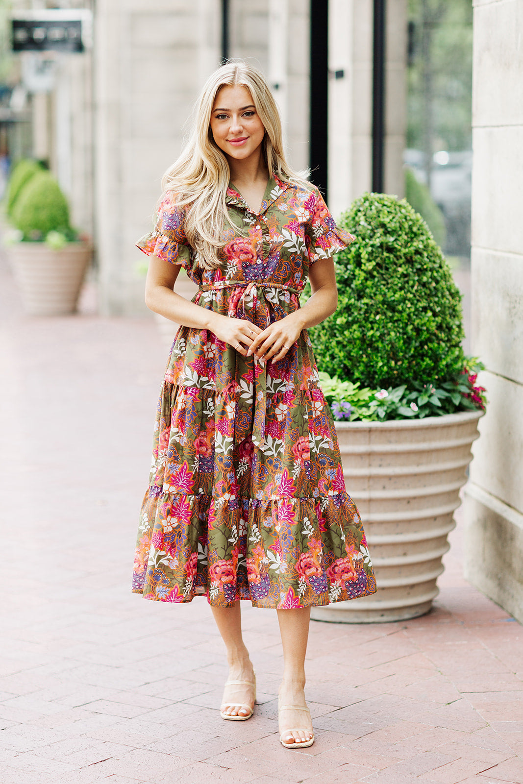 HAYES BUTTON UP MIDI DRESS