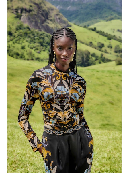 SNAKE GARDEN JERSEY BLOUSE