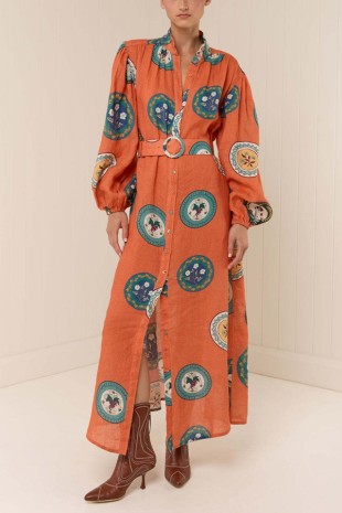 LONG SLEEVE BELTED MAXI
