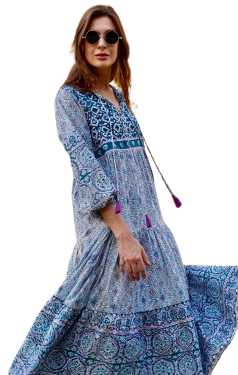sohana elsa midi dress in indigo