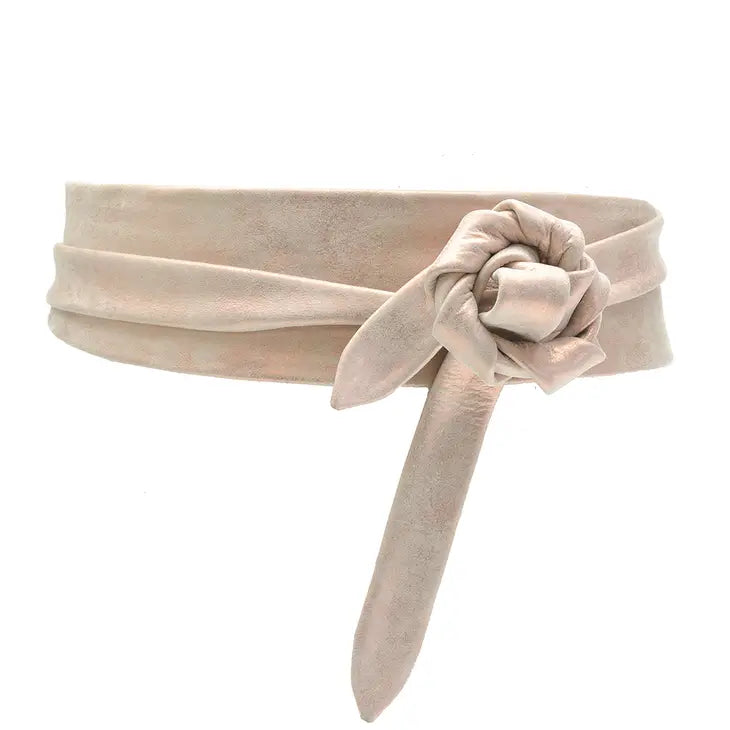womens wrap belt in rose shimmer
