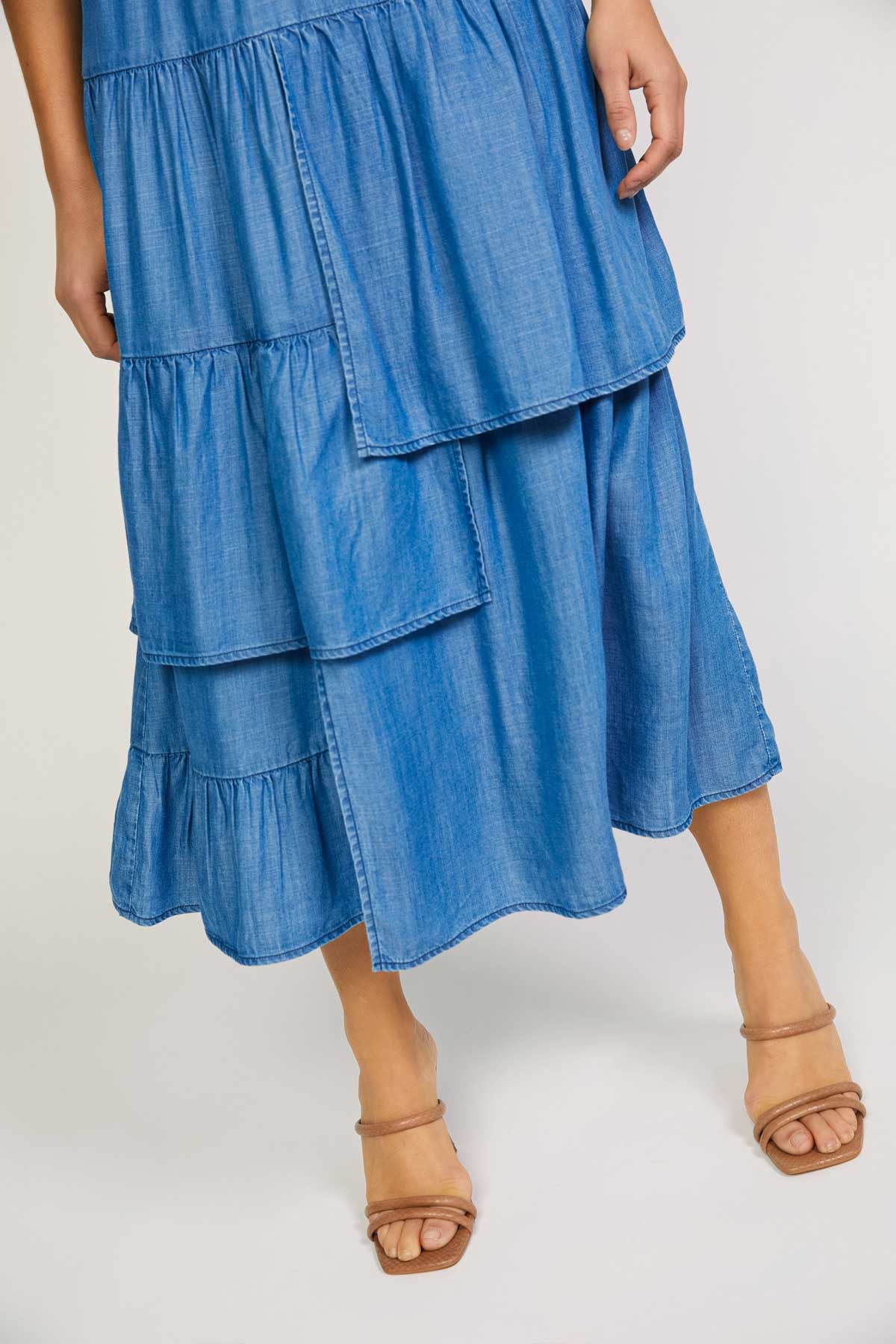CHAMBRAY MIDI SKIRT