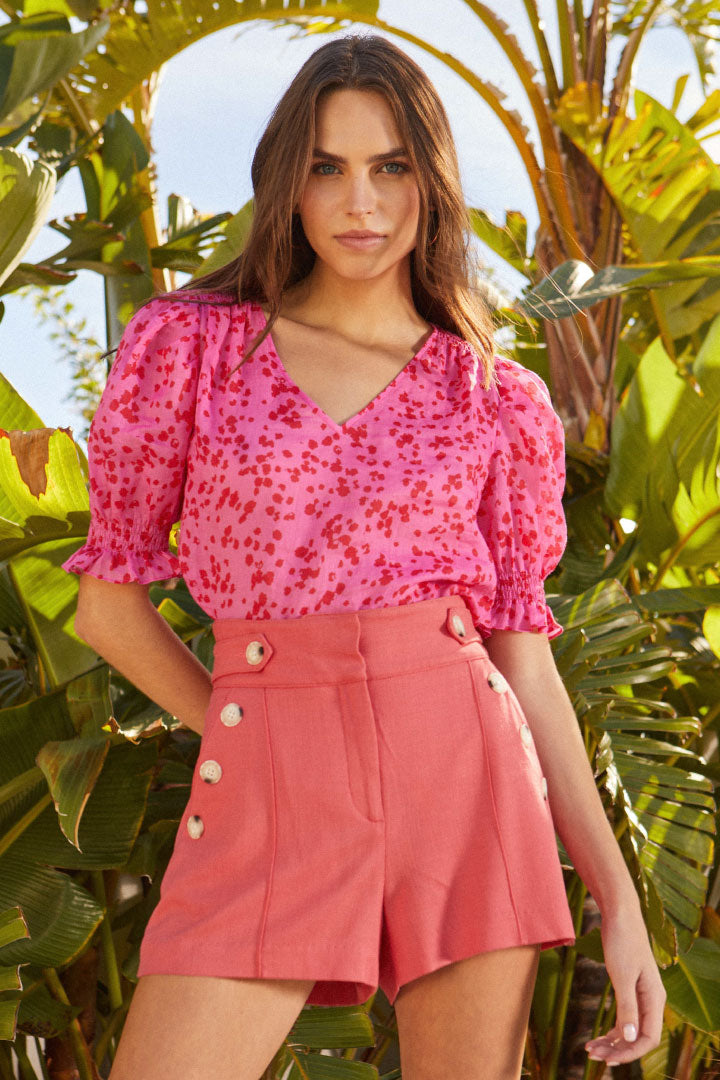 womens pink multi color top