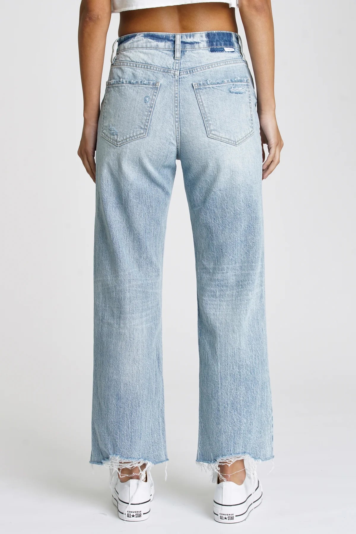 womens high rise jeans with wide ankle