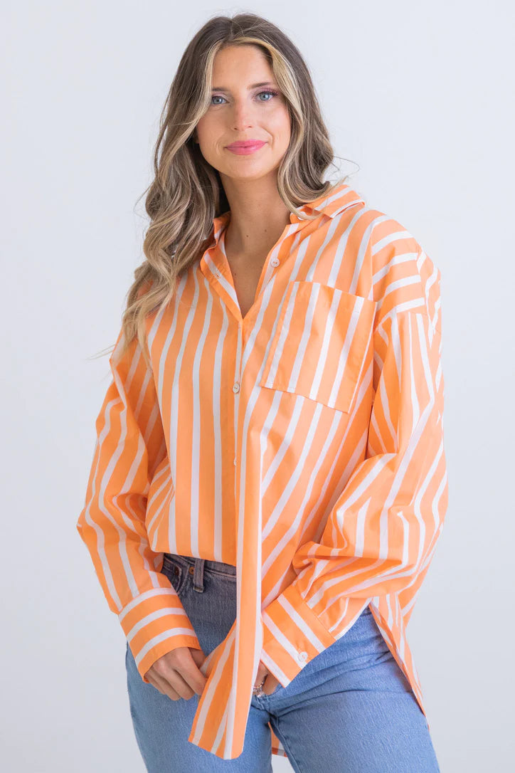 stripe poplin tunic karlie in orange