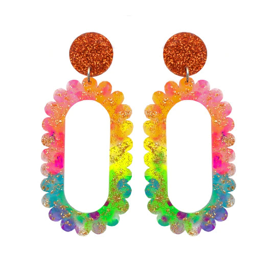 RAINBOW SCALLOP HOOP EARRINGS