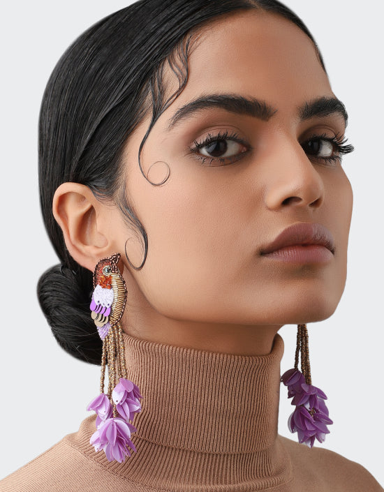olivia dar kingfisher earrings in purple