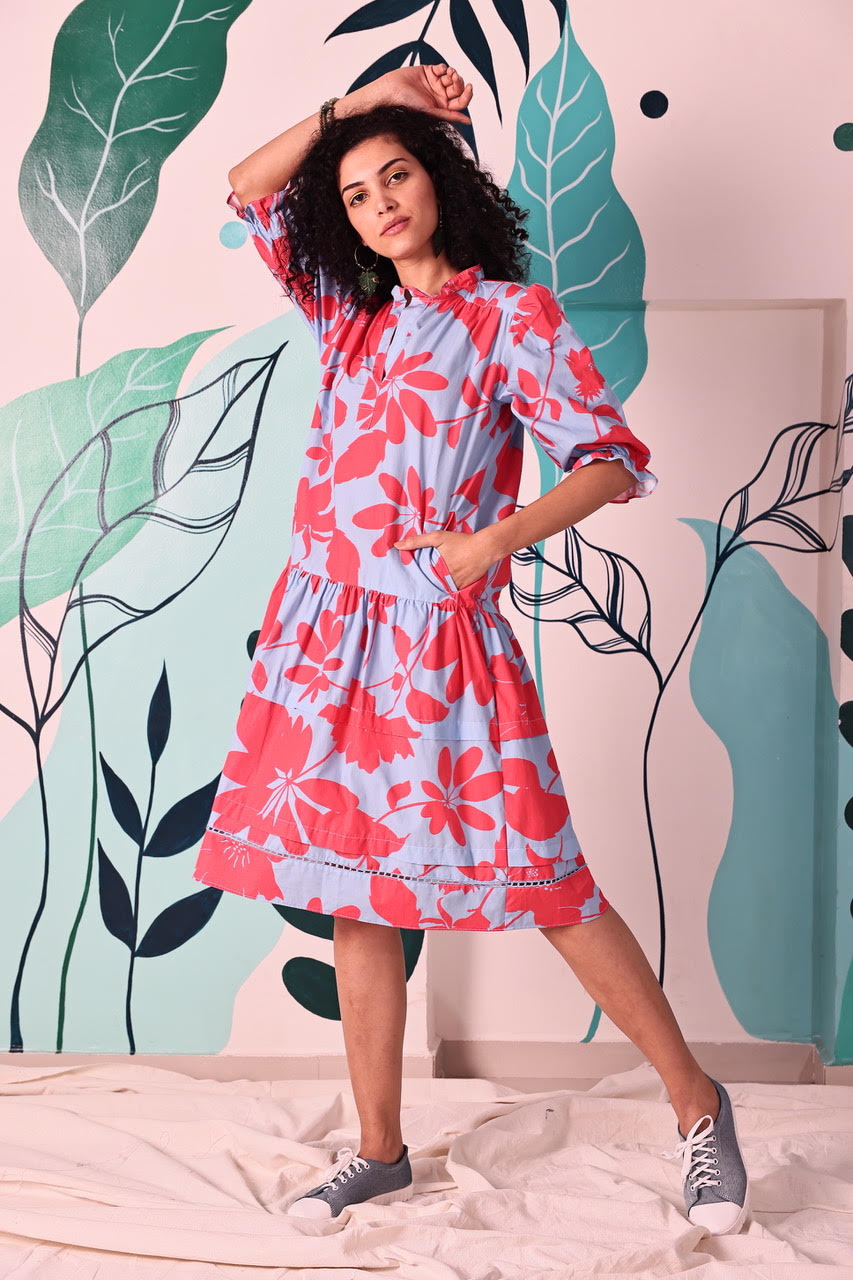 womens coral floral dress
